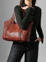 Schoudertas Heritage Leder Biba Bruin heritage WIE1L-vue-porte